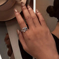 Open Adjustable Scorpion Ring Dark Teardrop Stone Silver Tone view 3