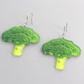 Silver Tone Realistic Broccoli Vegetable Hook Earrings view 5