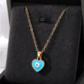 Gold Tone Heart Evil Eye Pendant Necklaces in Four Colors view 4