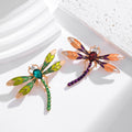 Green Gold Tone Dragonfly Enamel Two Designs Metal Brooch Pin view 4