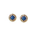Gold-Tone Filigree Pearl Halo Cabochon Round Stud Earrings view 5