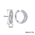 Silver Tone Crossover Wave Clear Crystal Hoop Earrings view 5