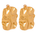 Wrinkled Square Polished Metal Stud Earrings Gold Steel view 5