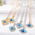 Gold and Silver Tone Geometric Crystal Evil Eye Pendant Necklaces view 1