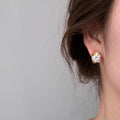Square Crystal Clip Earrings in Gold and Silver Tones view 4