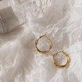 Gold Tone Double Wire Twisted Knot Hoop Earrings For Women view 3