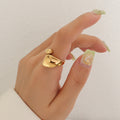 Open Adjustable Teardrop Face Ring Gold Steel Size 7 view 7