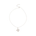 Silver Tone Four Petal Flower Crystal Pendant Necklace view 5