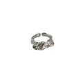 Silver Tone Open Link Pattern Adjustable Ring For Women view 5