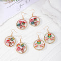 Christmas Resin Disc Drop Earrings Gold Motifs Random view 3