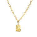 Abstract Face Square Pendant Necklace Gold Silver Paperclip Chain view 5