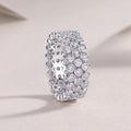 Silver Tone Three-Row Bezel Round CZ Band Ring Sizes 6-10 view 1