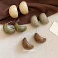 Chunky Resin Curved Stud Earrings In Three Colors Statement Jewelry view 3
