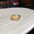 Gold Tone Open Multicolor Cushion Stone Halo Band Ring view 6