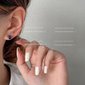 Silver Heart Crystal Stud Earrings Pink and Yellow view 3