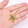 Wood Star You're a Star Keep Shining Keychain Gold Silver view 3
