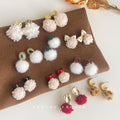 Faux Fur Pom Bow Multi Style Drop Stud Earring Set view 2