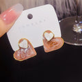 Gold Rim Marbled Enamel Heart Stud Earrings Mini Heart view 1