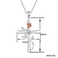 Silver Cross Rose Vine Pendant Necklace Purple Blue Clear view 5