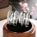 Silver Tone Multi Band Crossed Pavé Hoop Earrings Pair view 2