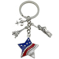 Rhinestone American Flag Star and Heart Keychains, 2 Styles view 5