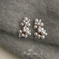 White Pearl Cluster Stud Earrings Multi Size Gold Base view 1