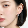 Silver Rectangular Crystal Liquid Melt Drip Stud Earrings view 2