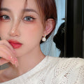Iridescent Pearl and Crystal Double Drop Huggie Earrings view 3