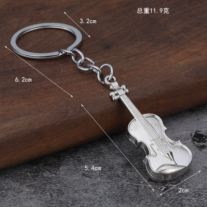 Vintage Guitar Violin Metal Keychain Gift Bag Charm Pendant