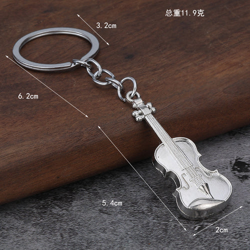 Vintage Guitar Violin Metal Keychain Gift Bag Charm Pendant