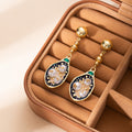 Painted Teardrop Pearl Look Cluster Long Stud Earrings view 4