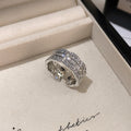 Multi-Row Scalloped Crystal Open Adjustable Rings Pair view 2
