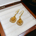 Gold Tone Heart Cuff and Floral Disc Drop Earrings view 8