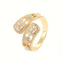 Open Adjustable Bypass Halo Ring Clear Baguette Stones view 2