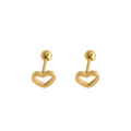 Gold Stainless Steel Open Heart Screw Back Ear Bone Stud view 5