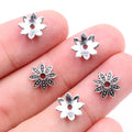 Layered Flower Bead Caps in Antique Bronze and Silver view 3