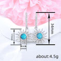 Blue Stone Sunburst Silver Tone Hoop Earrings Polished Jewelry Accessory view 4