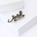 Multicolor Crystal Gecko Brooch With Curled Blue Tail view 3
