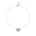 Multicolor Butterfly Pendant Necklace in Gold and Silver Tones view 5