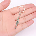 Silver Raven Bird Skull Metal Keychain Chain Split Ring view 4