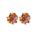 Multicolor Crystal Flower Stud Earrings with Faceted Petals view 5