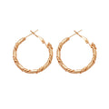 Gold Tone Twisted Medium Hoop Earrings with Detailed Finish view 5