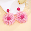 Seven Color Woven Daisy Statement Dangle Stud Earrings view 3
