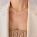 Gold Double Layer Paperclip and Ball Chain Necklace view 4