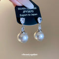 Geometric Crystal Bar and Pearl Drop Stud Earrings view 2