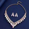 Black Silver Tone Lock Crystal Four Designs Metal Necklace and Earring Set view 4