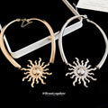 Sculpted Sun Pendant Collar Necklace in Gold and Silver Tones view 2
