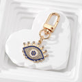 Gold and Silver Tone Rhinestone Evil Eye Clip Keychains view 4