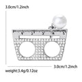 Crystal Ruler Brooch with Pearl Accent and Twin Cutouts view 7
