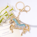 Rhinestone Running Horse Keychain Gold Tone Metal Bag Charm view 7